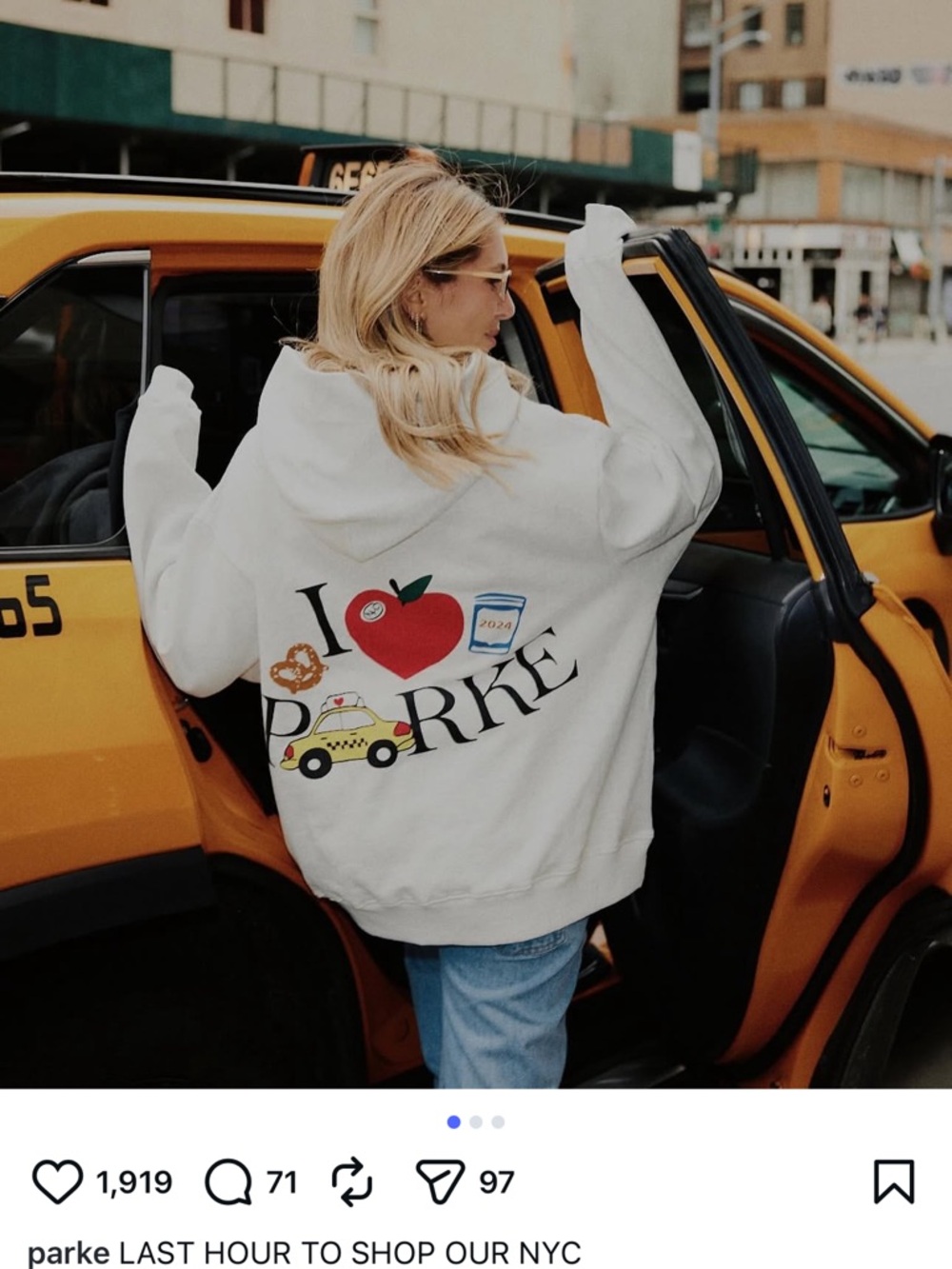 Parker White Graphic Hoodie with NYC Motifs